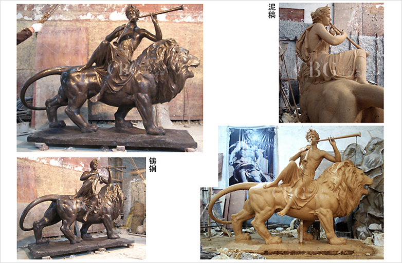 狮子雕塑、骑士雕塑